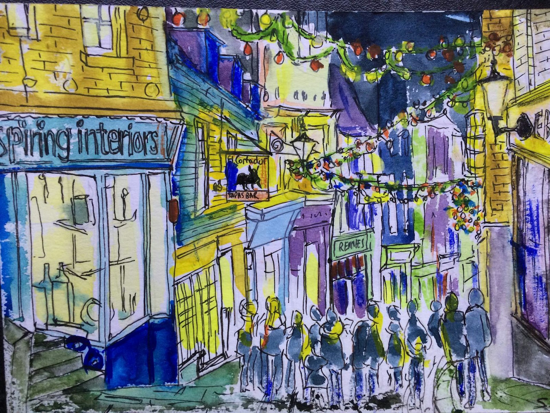 Sketch of Folkestone Old High Street, UK