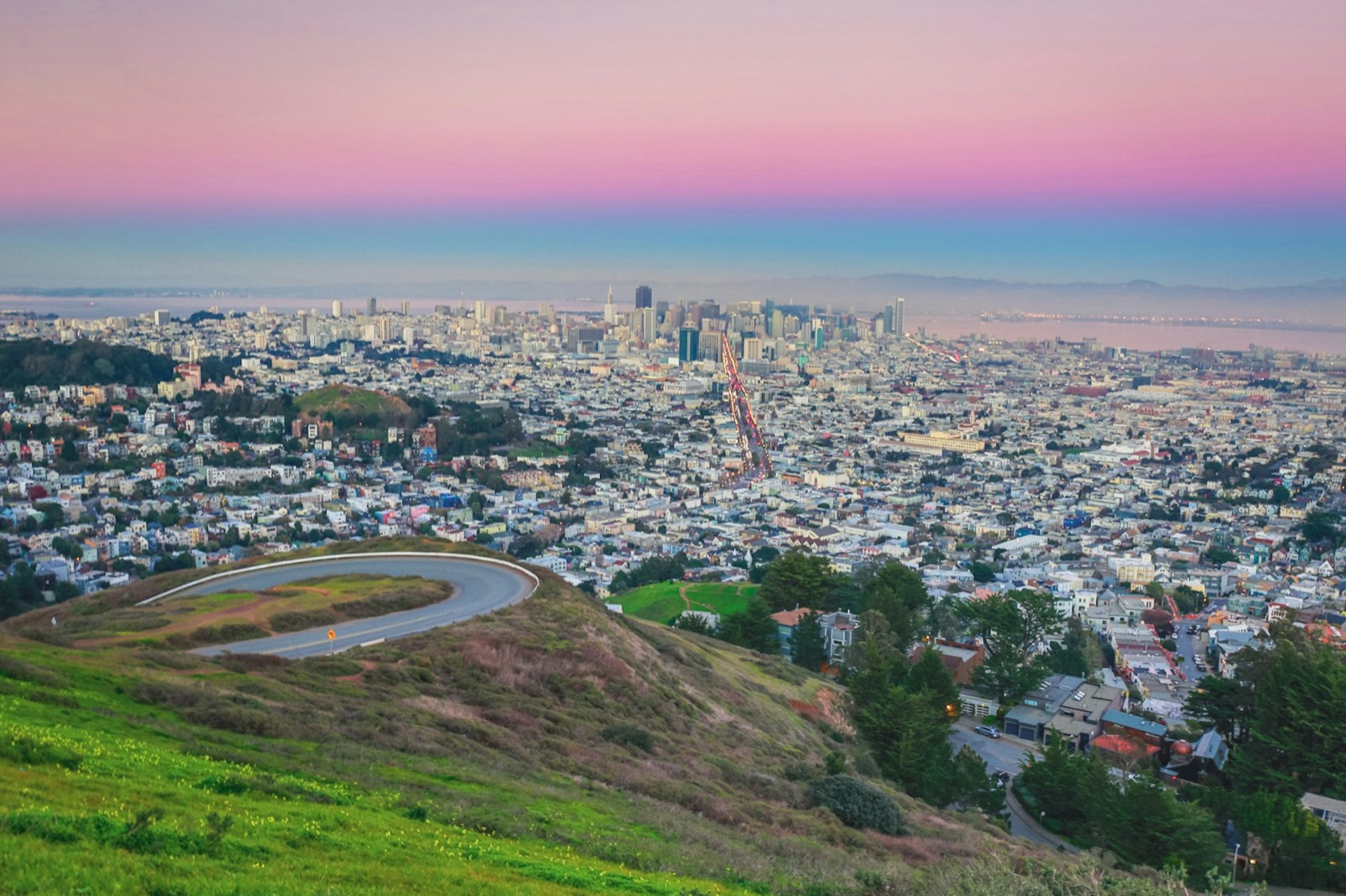 A view of the sunset from Twin Peaks