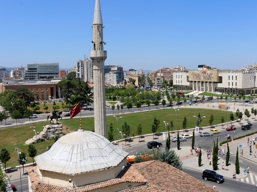 View from the Clock Tower over Skanderbeg Square © Bridget Nurre Jennions / Lonely Planet
