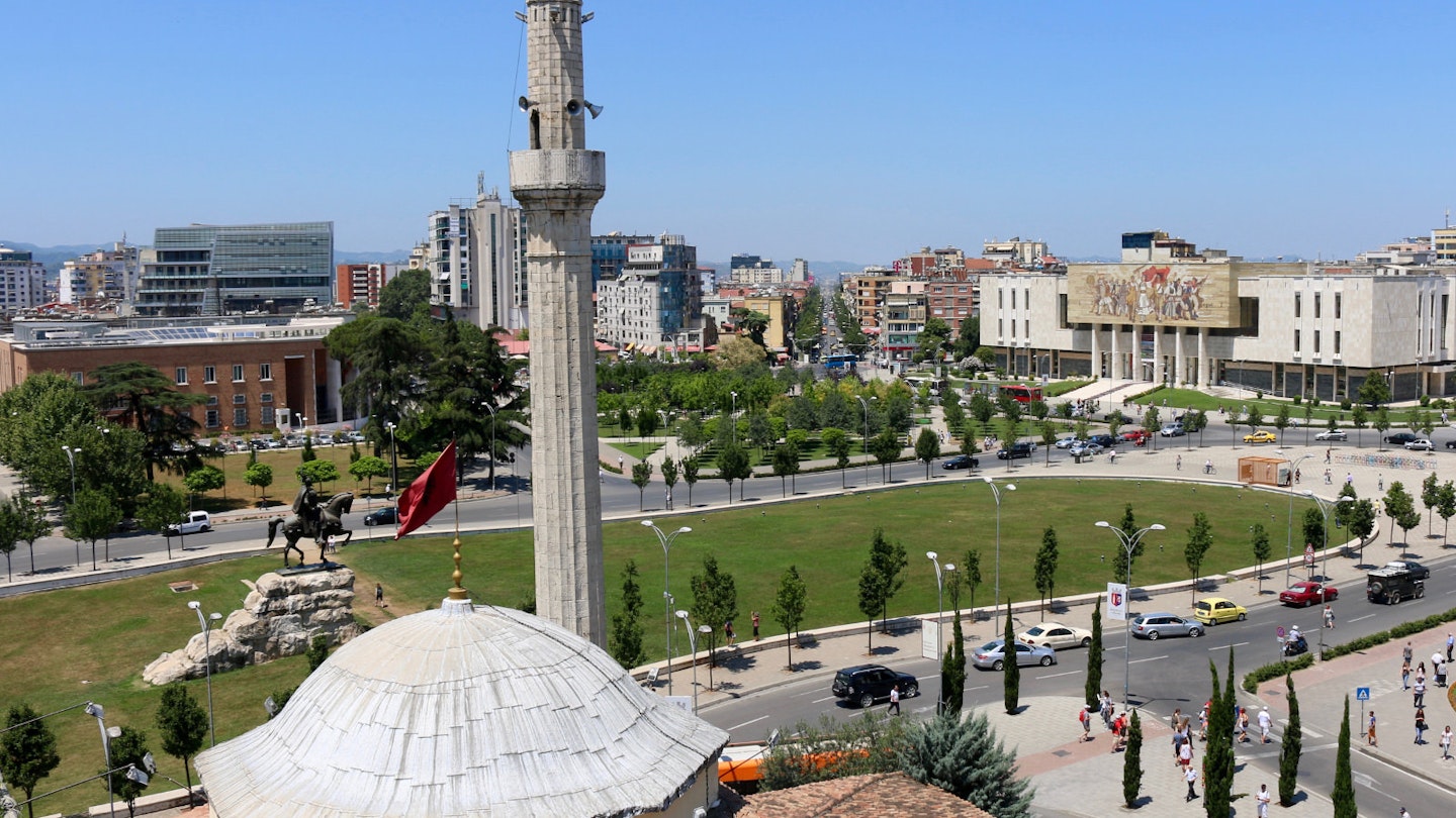 View from the Clock Tower over Skanderbeg Square © Bridget Nurre Jennions / Lonely Planet