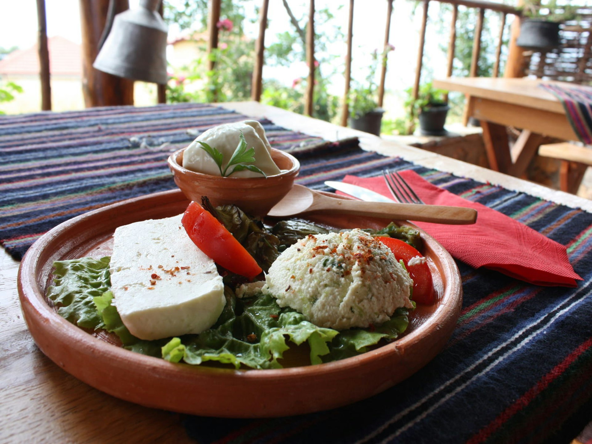 Cheese lunch in Galičica national park © Lorna Parkes / Lonely Planet