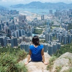 Features - Hiker enjoying the view in Hong Kong