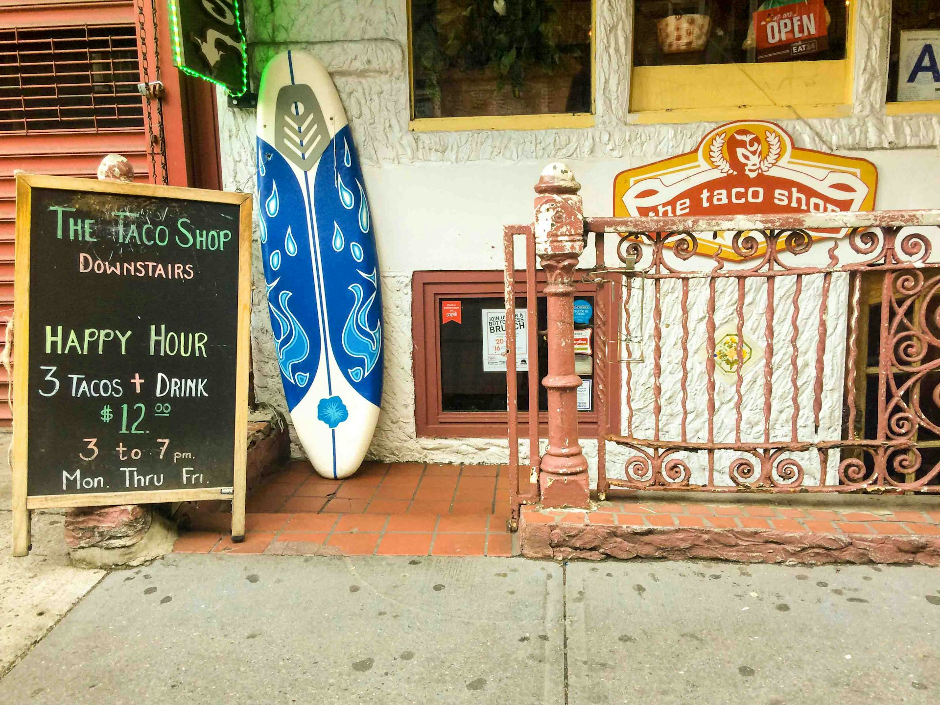 The unassuming entrance to The Taco Shop in Brooklyn.