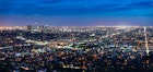 Features - USA, Los Angeles skyline at night, panorama