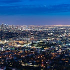 Features - USA, Los Angeles skyline at night, panorama