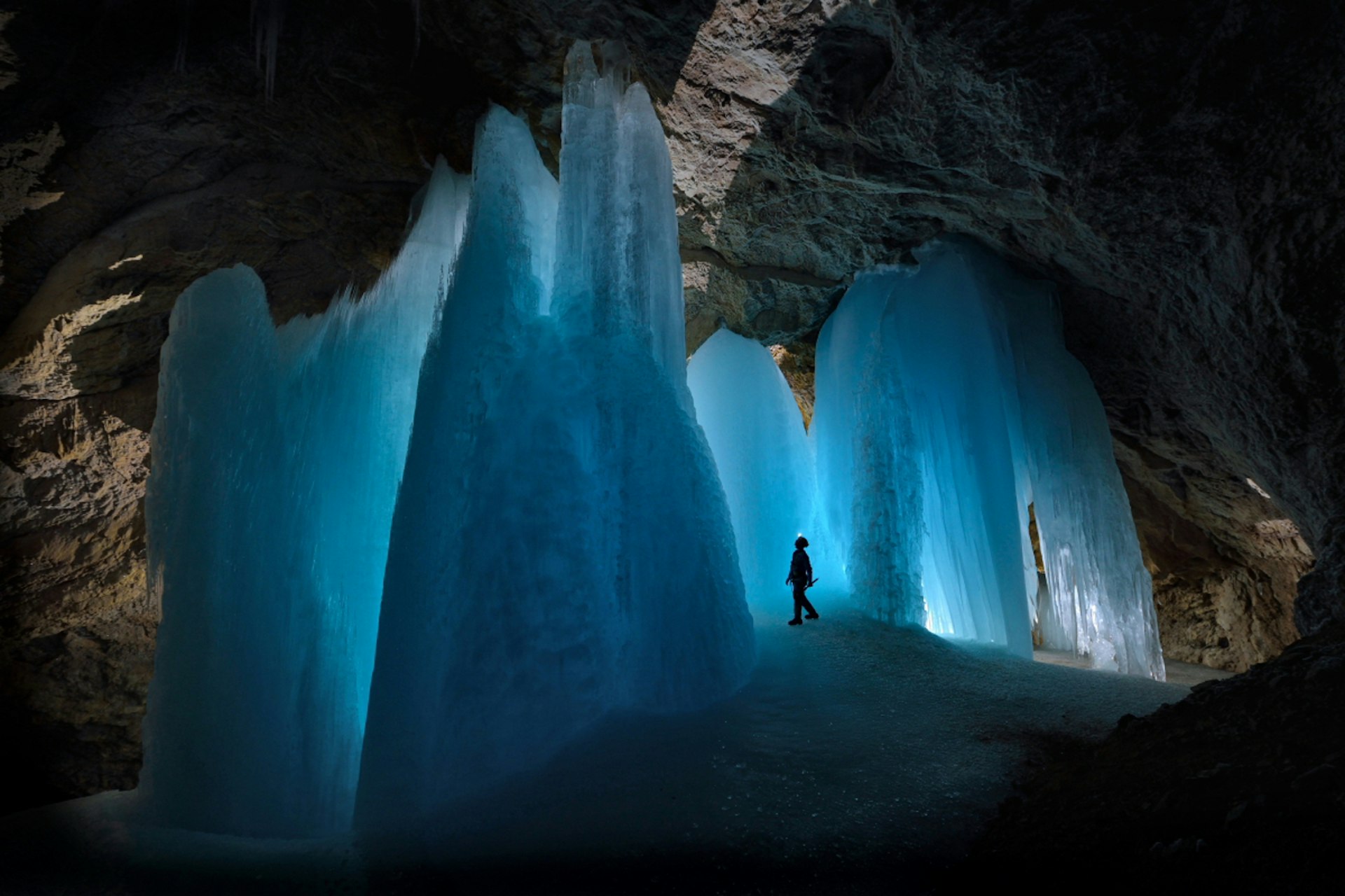 Large ice formations inside Eiskgel hhle near Werfenweng