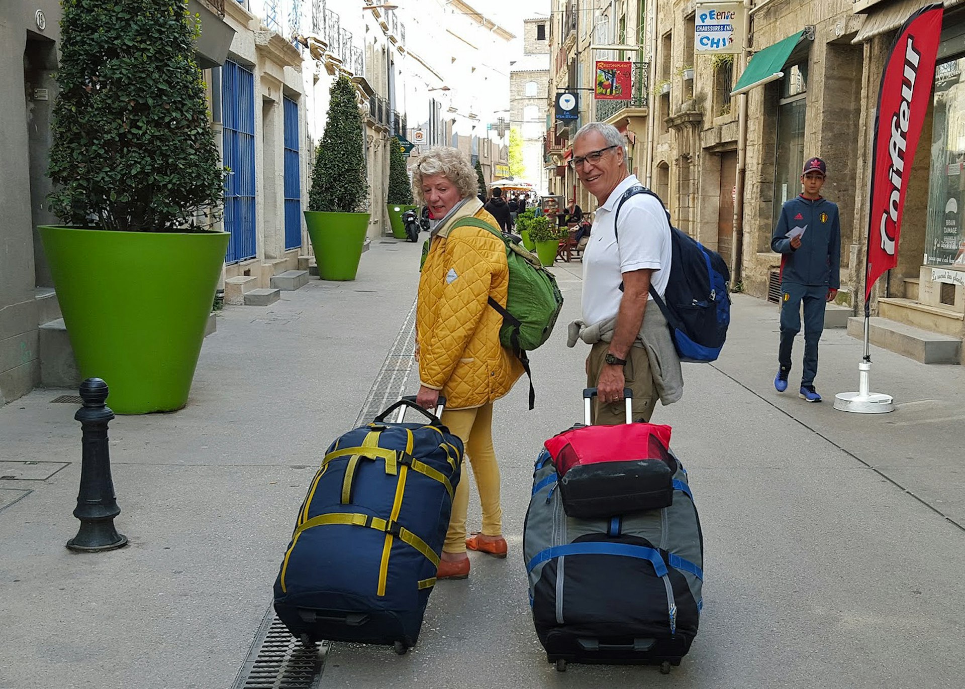 No end in sight: the Campbells on the move in Pézenas, France © Debbie and Michael Campbell