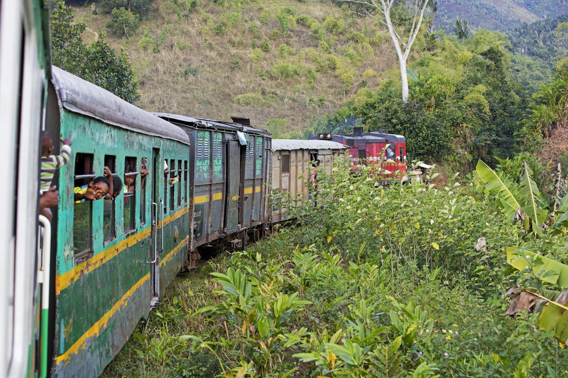 The Fianarantsoa-Côte Est (FCE) railway trundling east from Fianarantsoa towards the Indian Ocean coast © Arterra/UIG/Getty Images