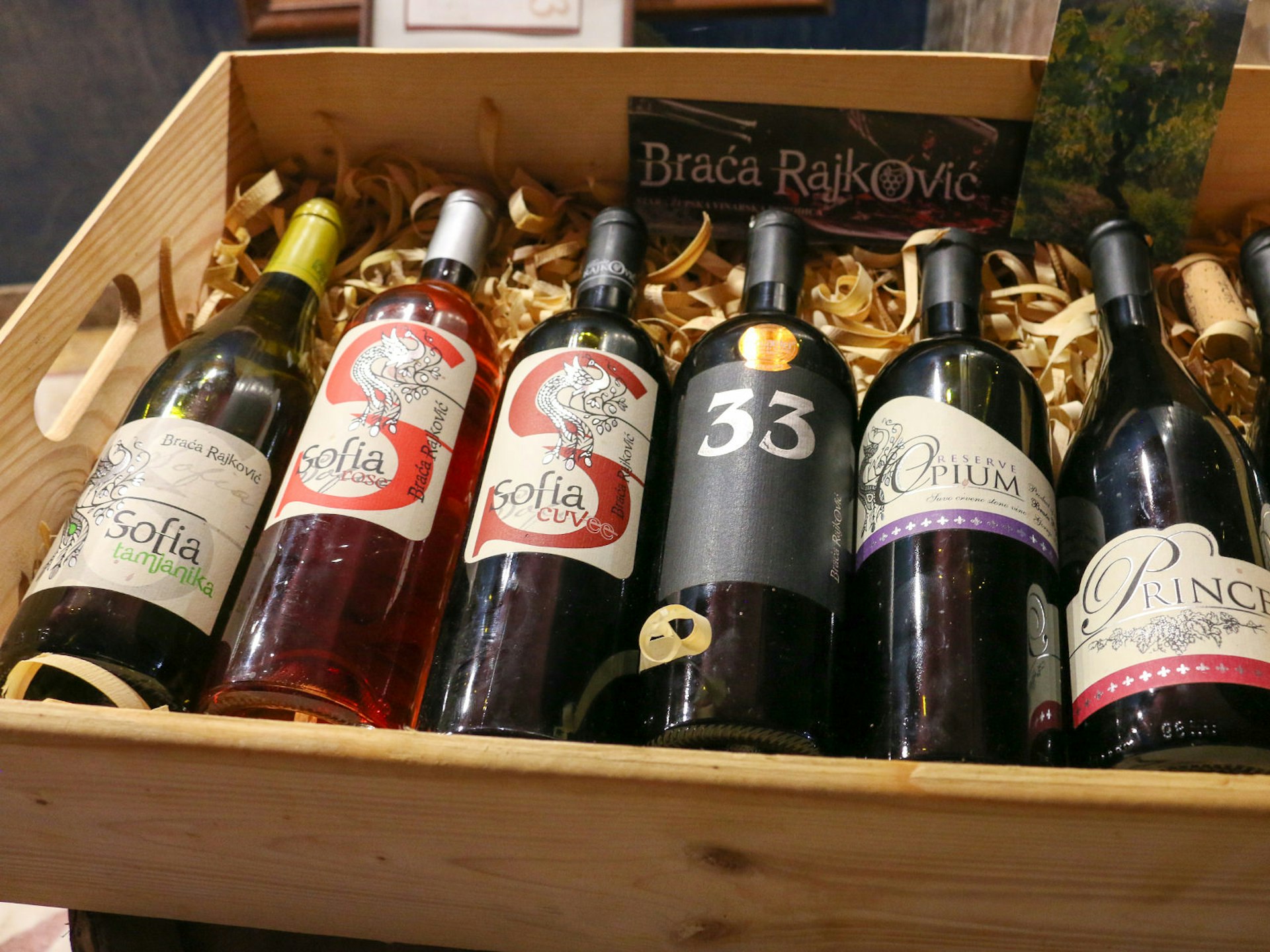 Bottles from Braća Rajković Winery in Serbia’s Župa region © Bridget Nurre Jennions / Lonely Planet