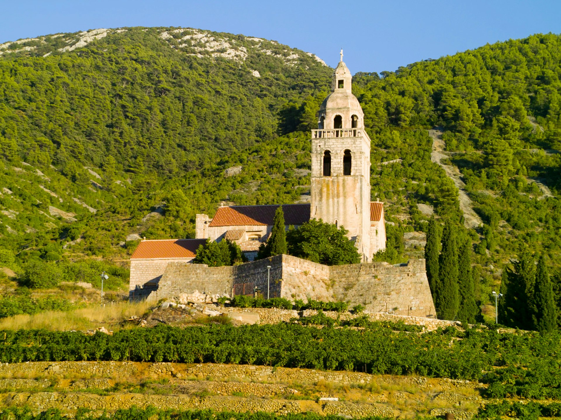 Vineyard and monastery on the Croatian island of Vis © Marnel Tomic / Getty Images