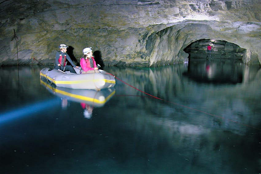 Features - photo001 Go Below offer three types of tour including a ride across an underground lake © Go Below Underground Adventures