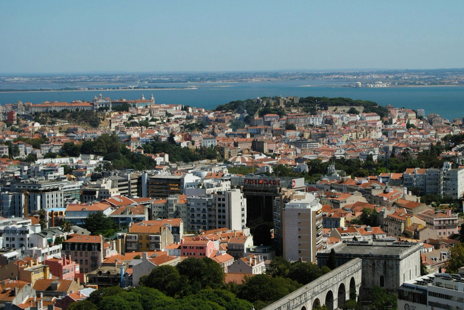 Looking out over Lisbon and the river from the top of Amoreiras Shopping Mall