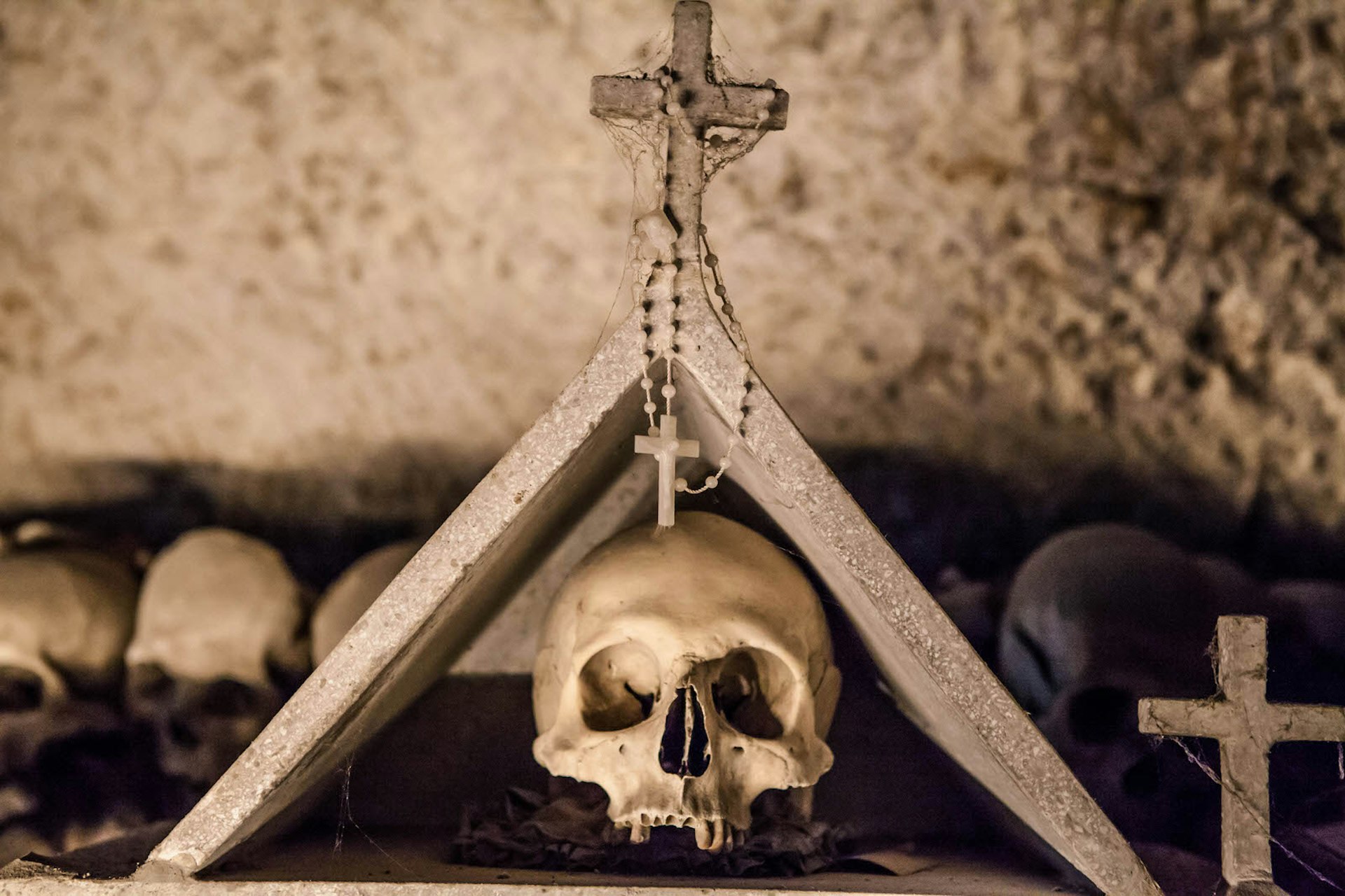 One of many adopted skulls in Fontanelle Cemetery