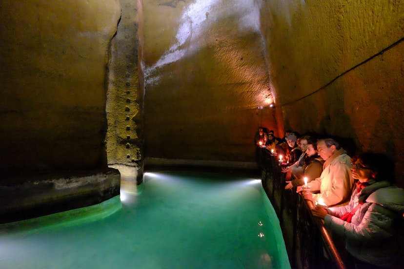 Features - Ancient Greek water reservoirs in the underground beneath Naples, Campania, Italy, Europe