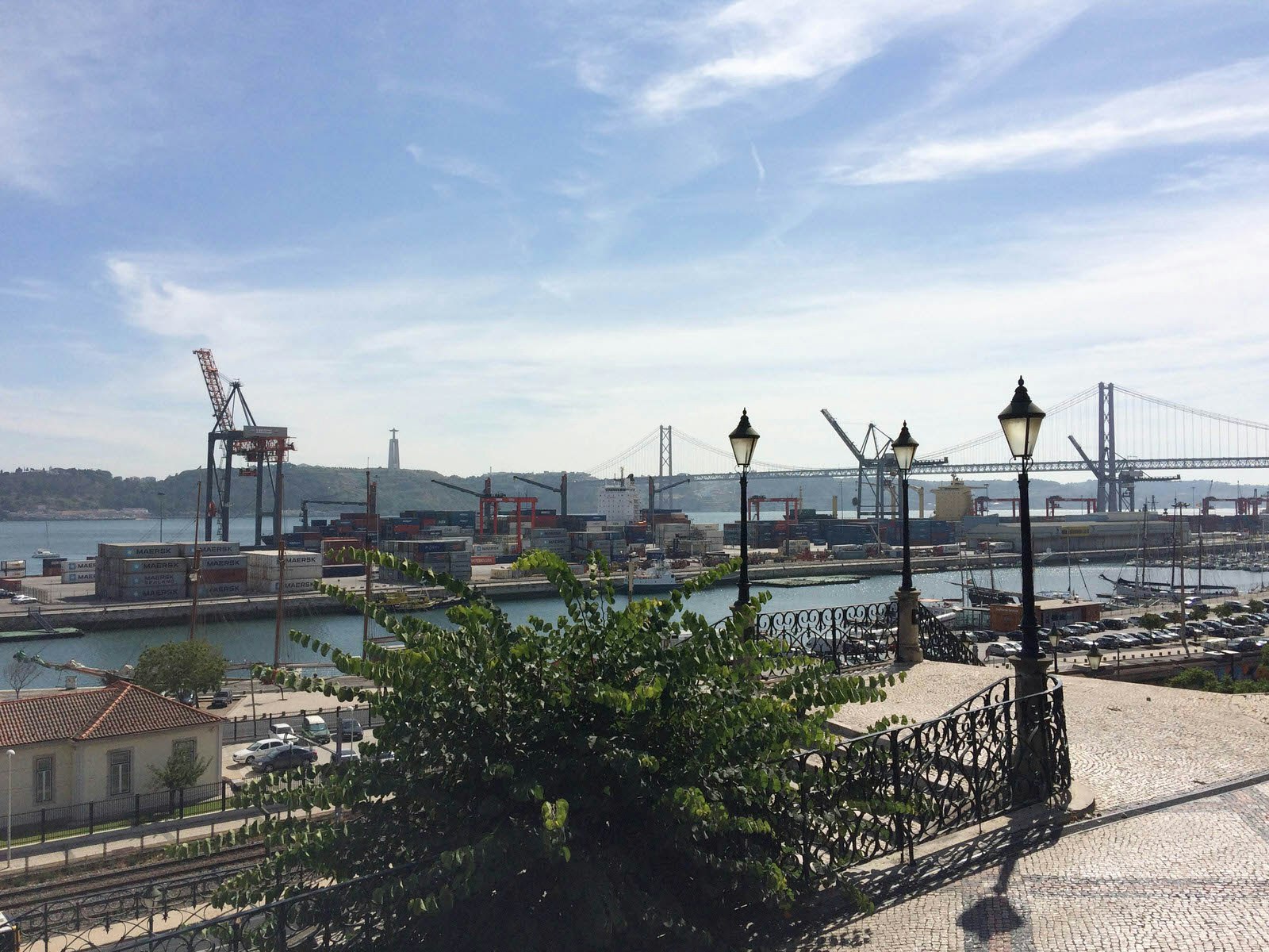 The view of Lisbon harbour from the Jardim 9 de Abril
