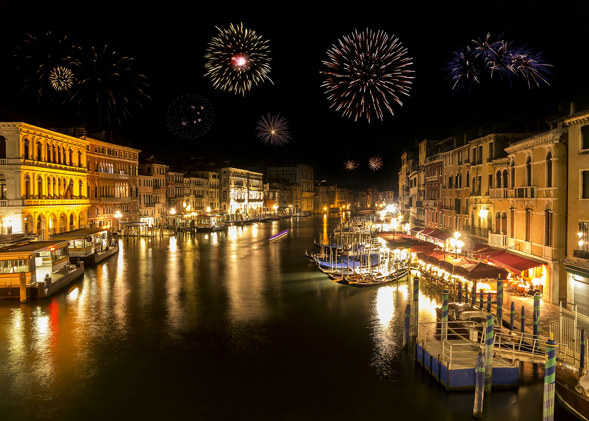 Venice's Grand Canal with fireworks in the night sky © SP-Photo / Shutterstock