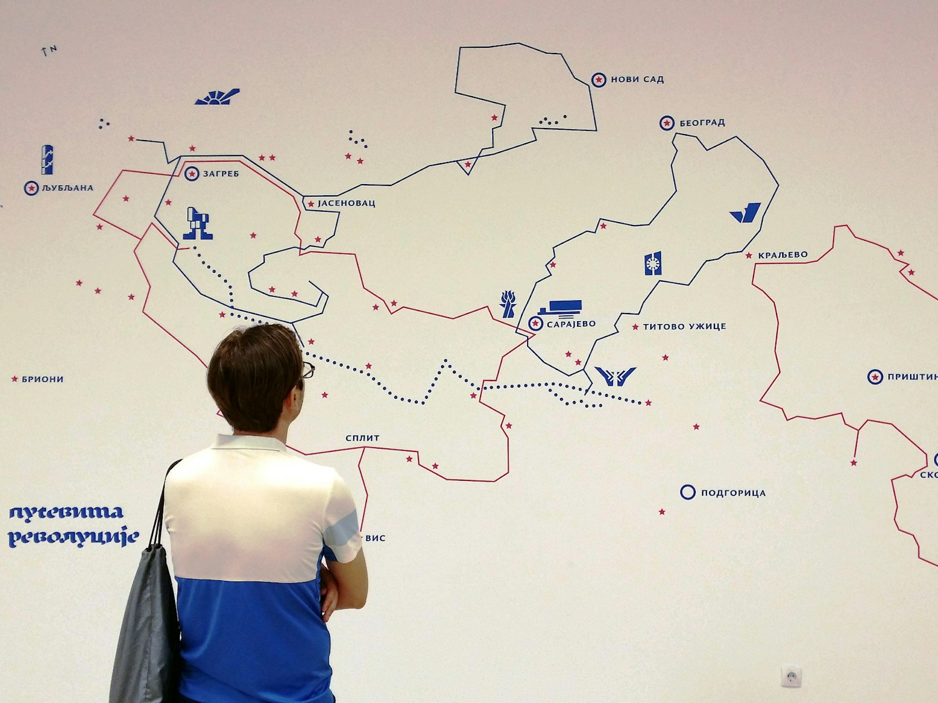 'Revolution Paths' map at the Museum of Yugoslav History © Mladen Savkovic / Lonely Planet