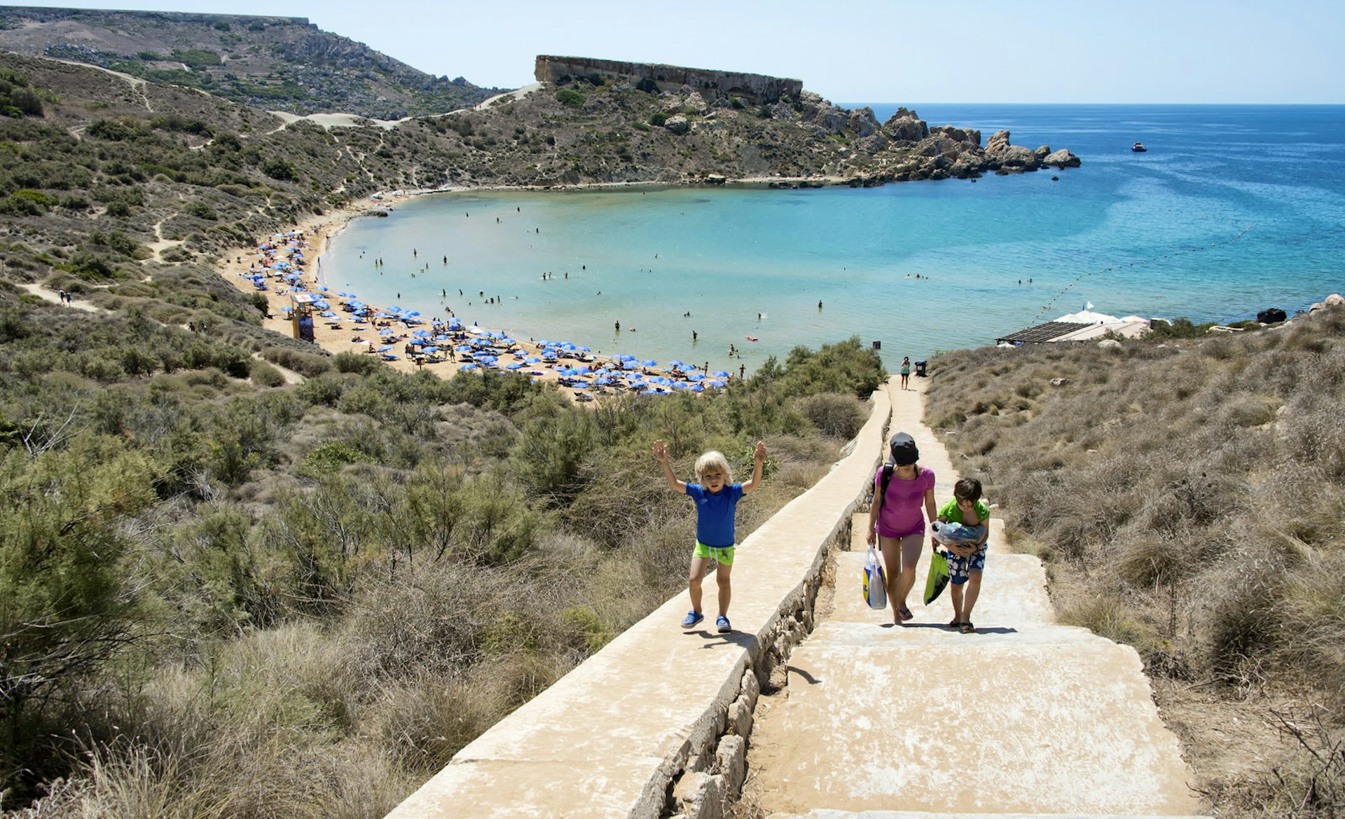 Picturesque Għajn Tuffieħa Bay is well worth the 100-plus steps