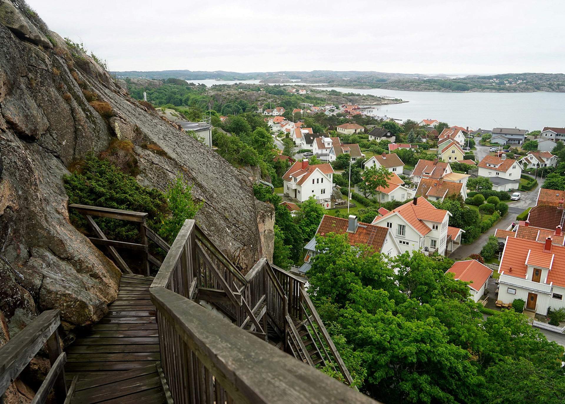 A view of Fjällbacka from the wooden stairs leading up to the top of the Vetteberget, Bohuslän Coast © James Kay / Lonely Planet