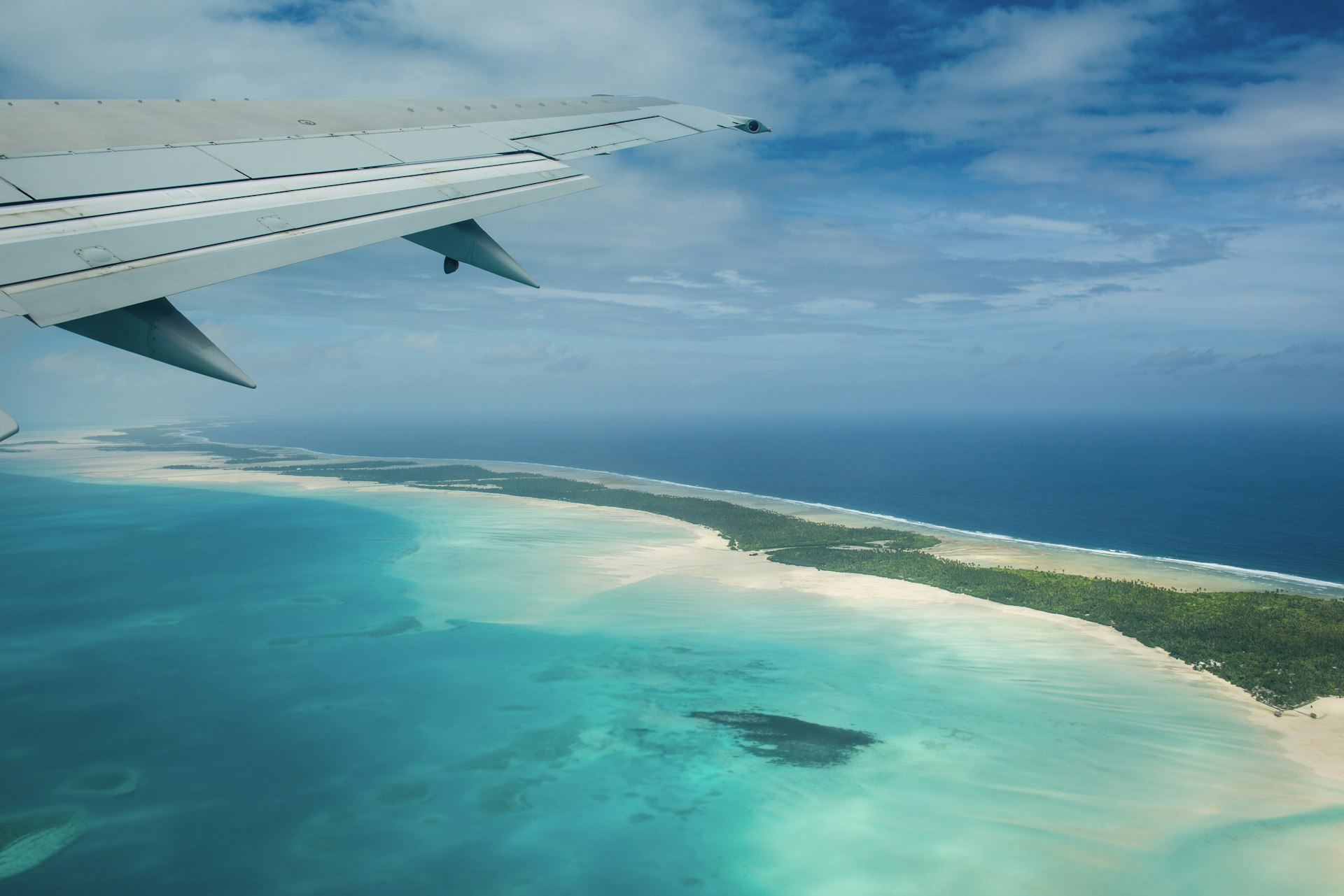 Features - Aerial of Tarawa, Kiribati, South Pacific, Pacific