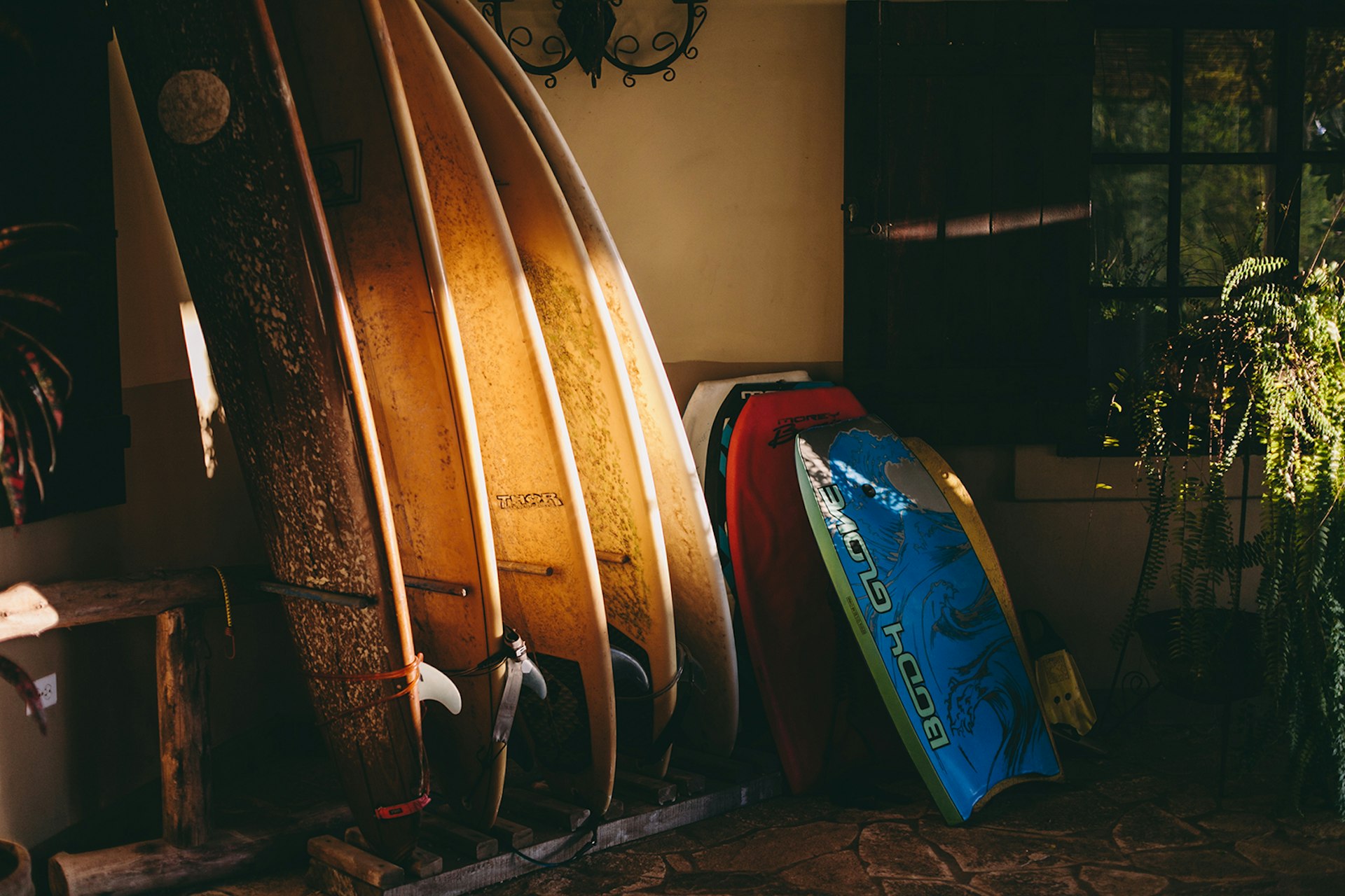 Features - Surfboards put away at the end of the day