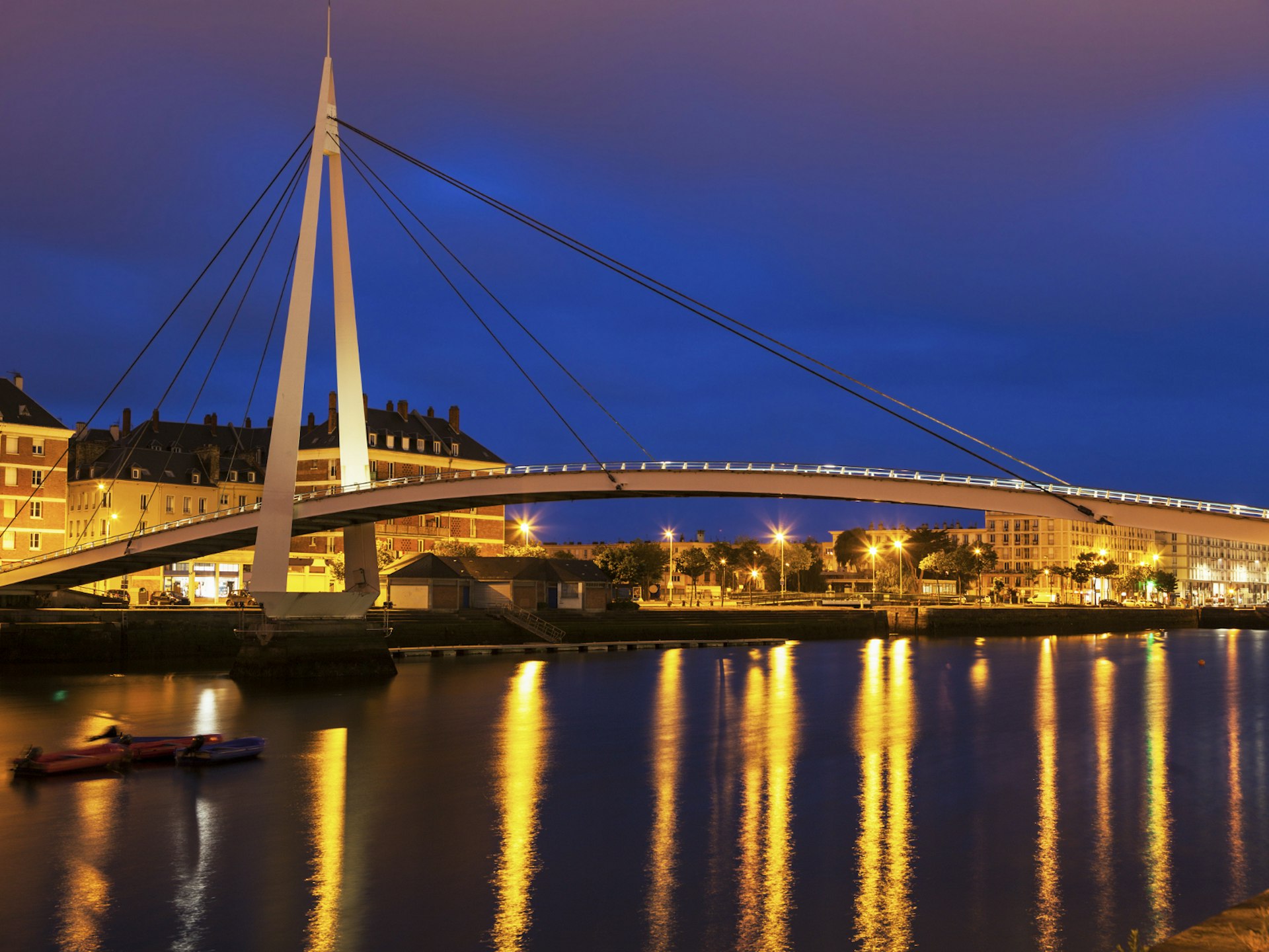 Pedestrian bridge across the harbour of Le Havre, France
