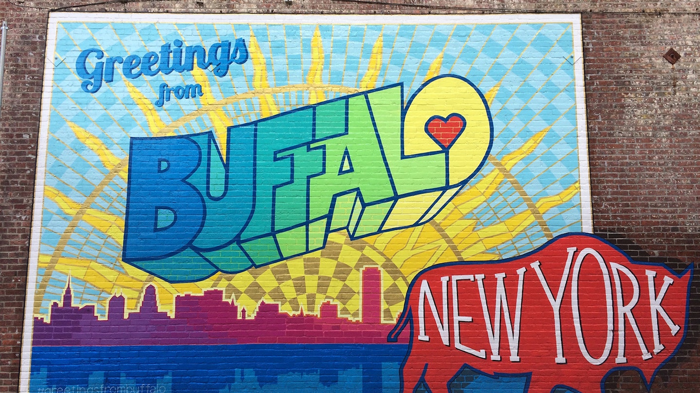 colorful mural in buffalo new york by Casey Milbrand