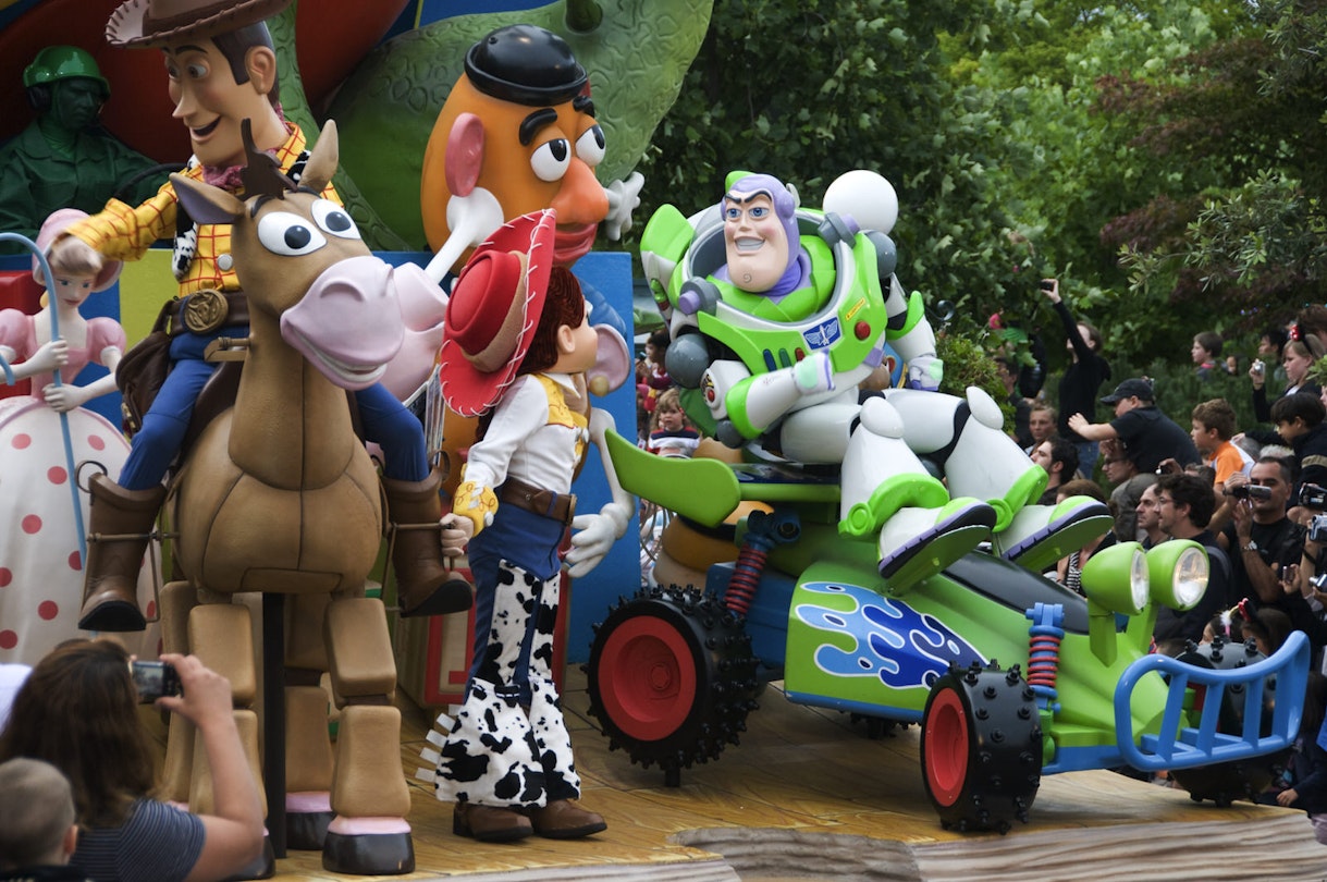 Characters from Toy Story including Buzz Lightyear, Jessie, Bullseye and Mr Potato Head