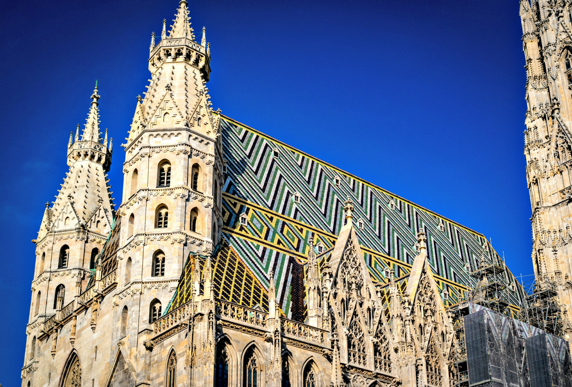 The Stephansdom cathedral roof in Vienna