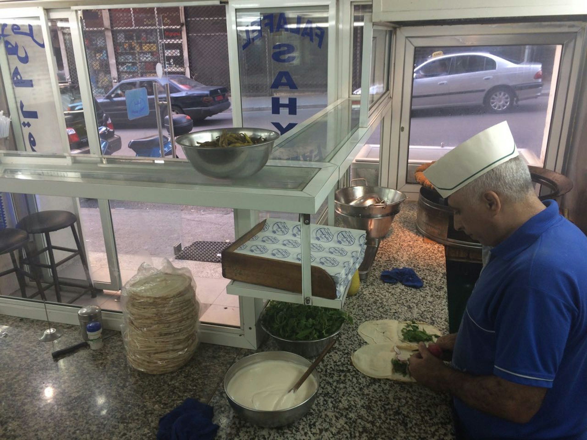 Making falafel at Sahyoun in Beirut. Image by Stephanie d'Arc Taylor / Lonely Planet