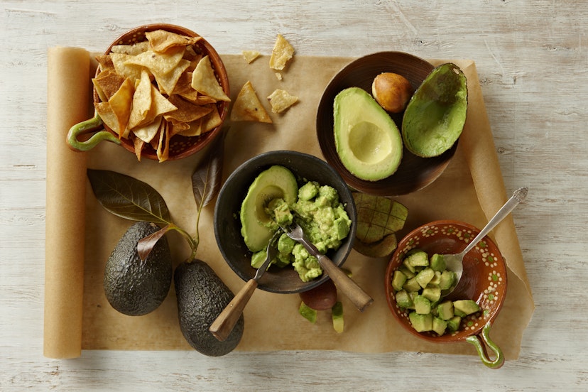 Ingredients for guacamole on a table