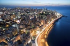 Features - Aerial night shot of Beirut Lebanon , City of Beirut