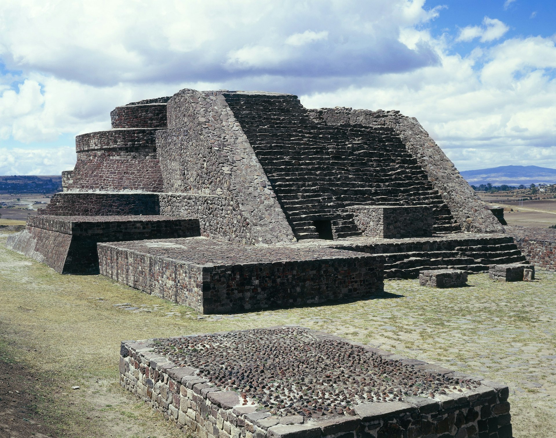 CIRCA 1900: Mexico - Aztec archaeological site of Calixtlahuaca. The Temple of Quetzalcoatl, 14th century.