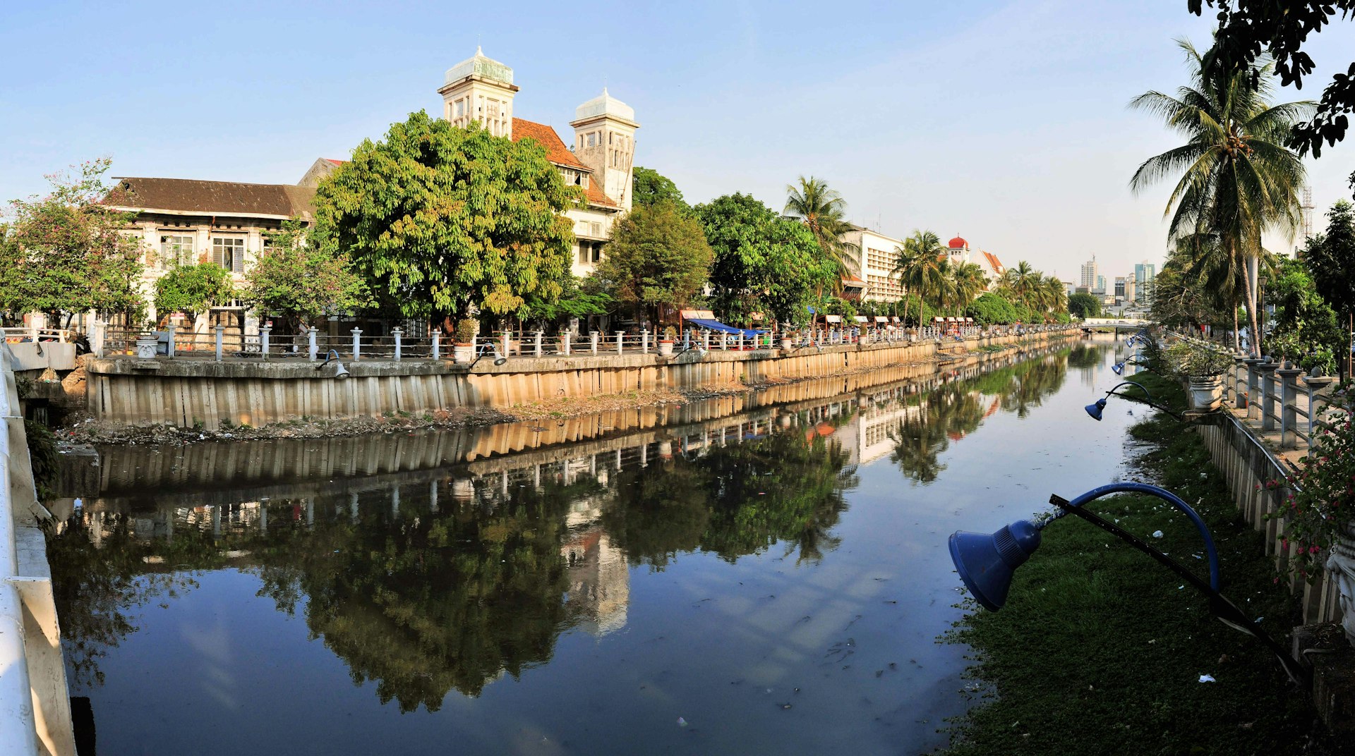 Features - Dutch colonial architecture along a canal in Kota, Jakarta, Indonesia