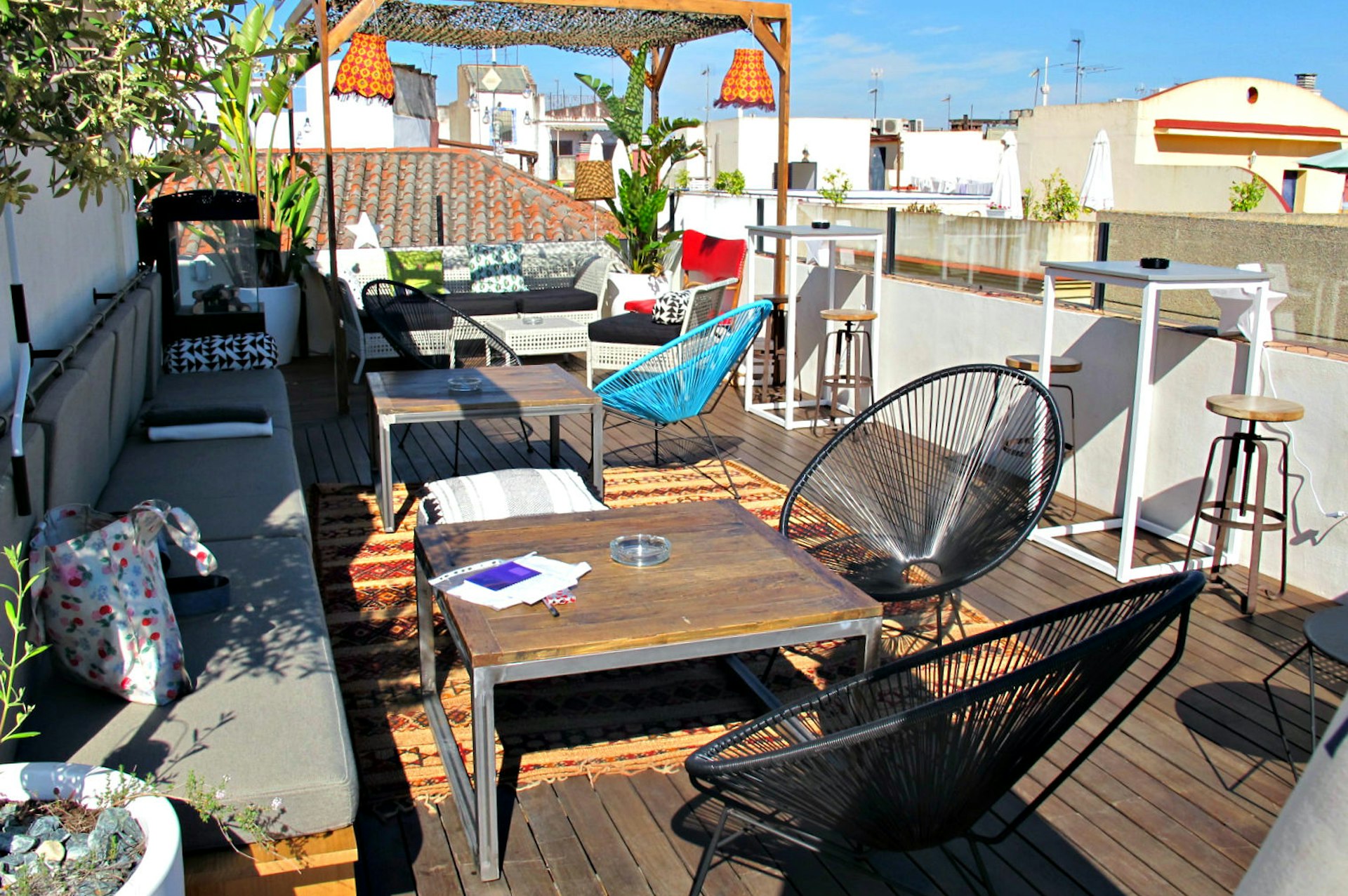 The colourful rooftop bar at The Corner House
