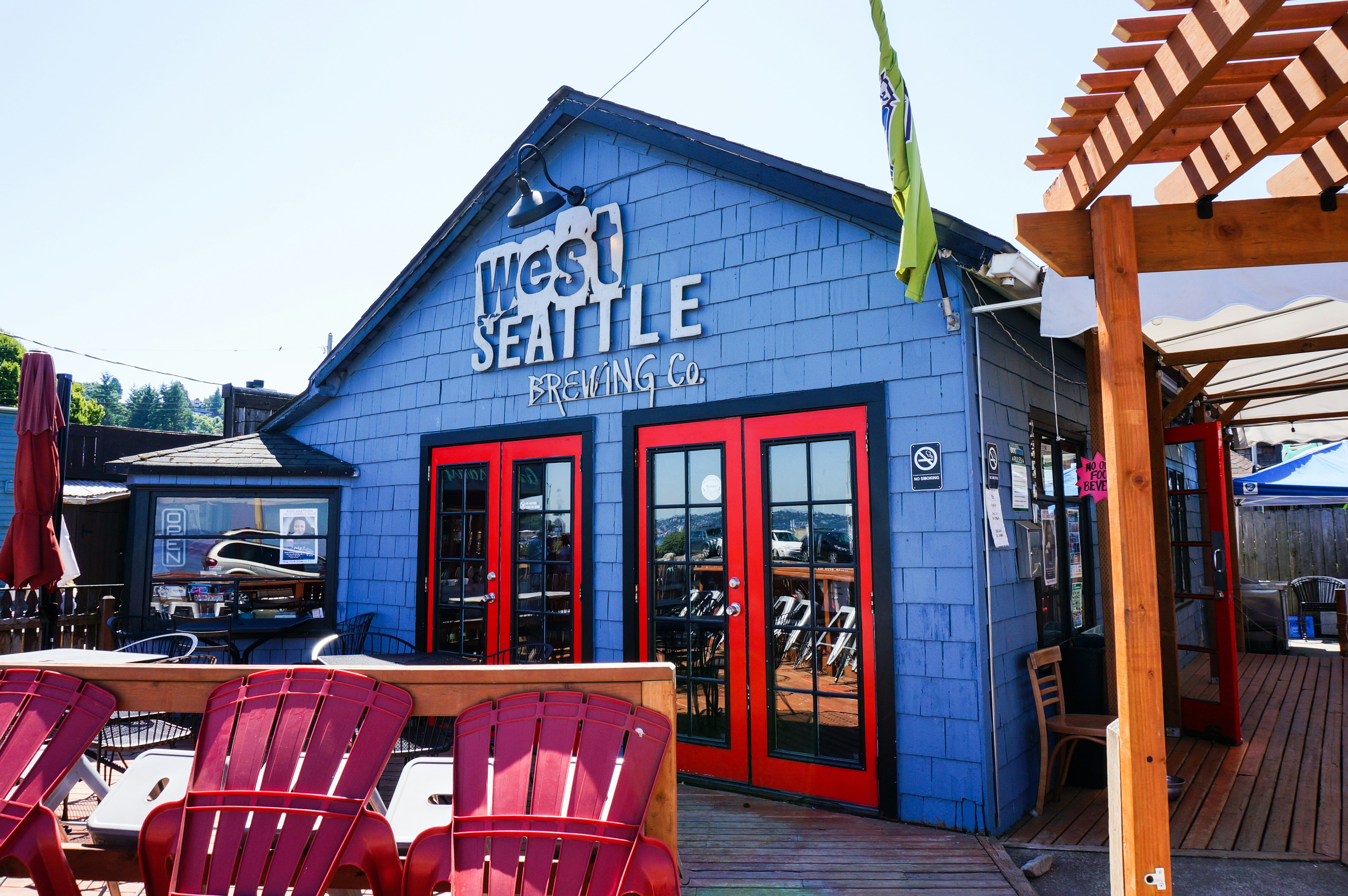 The West Seattle Brewing Company patio is the perfect place to watch the sunset over a pint © Valerie Stimac / Lonely Planet