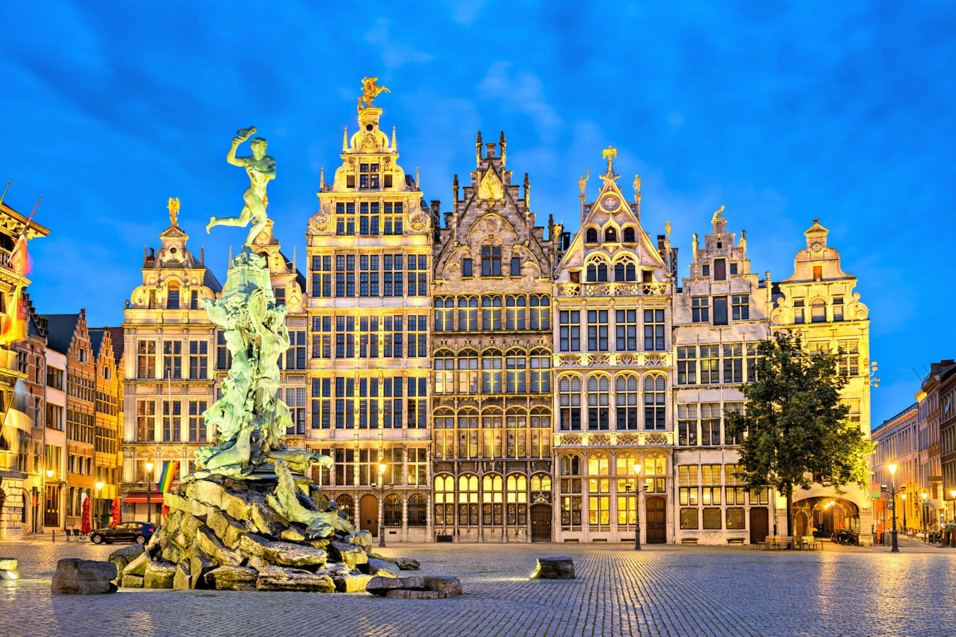 Grote Markt in Antwerp, Belgium at night