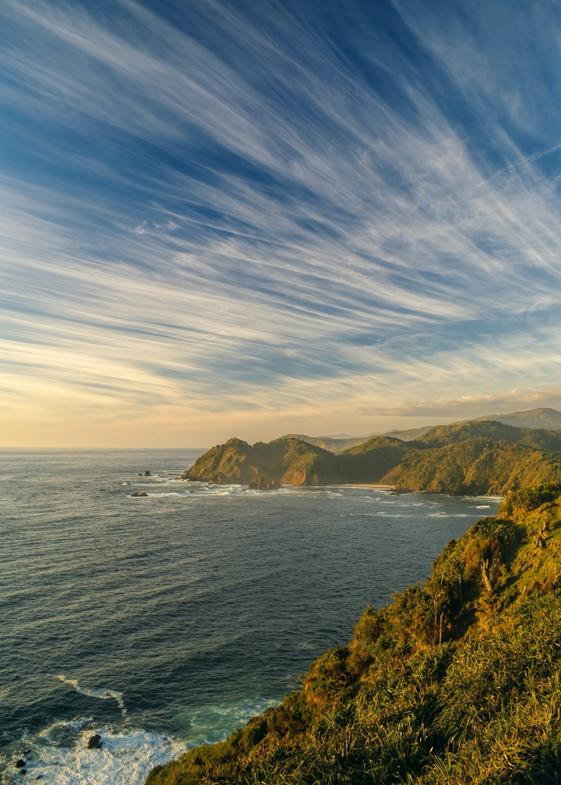 Breathtaking view of windswept sky over Parque Nacional Chiloe