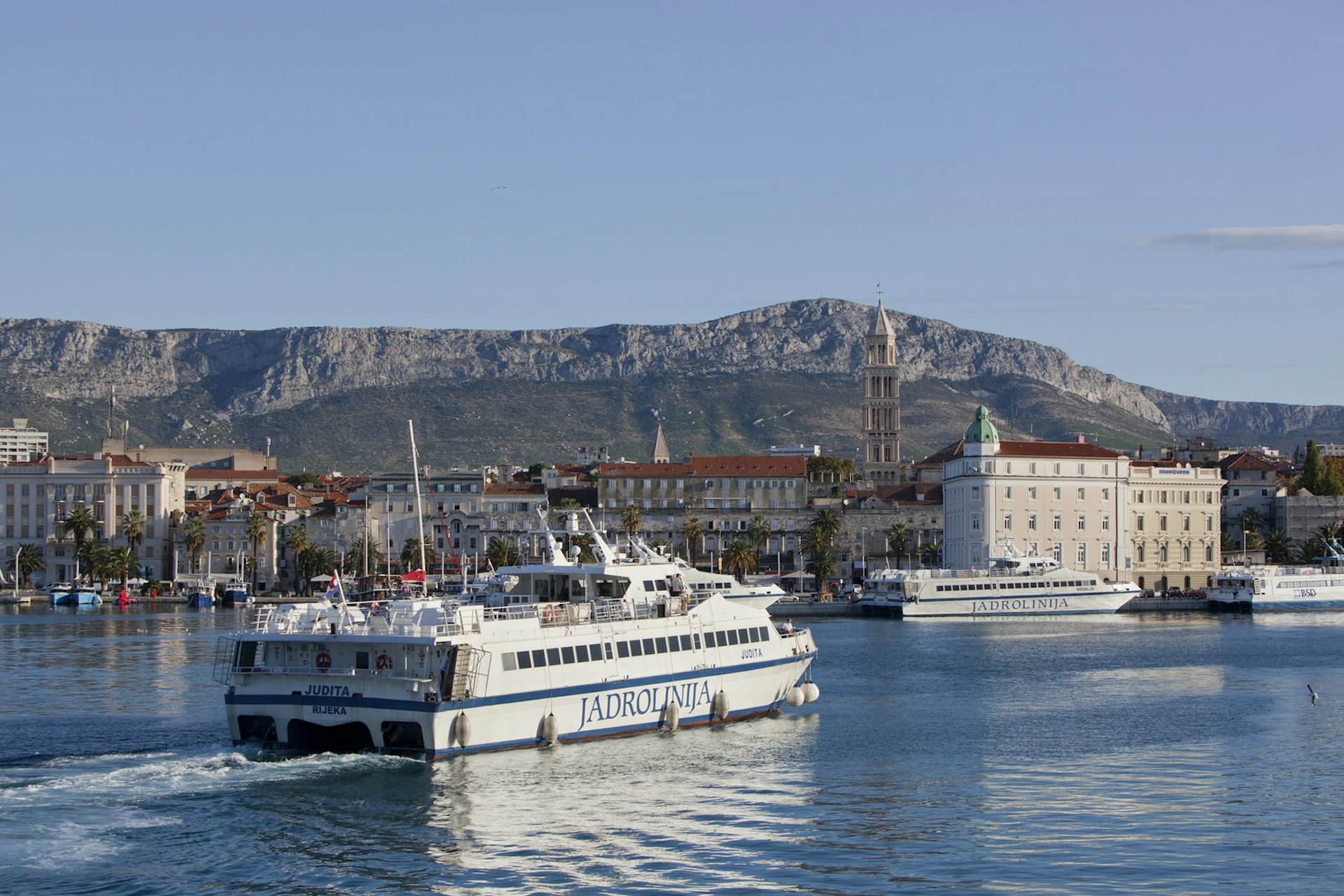 A ferry arrives at Split's historic waterfront