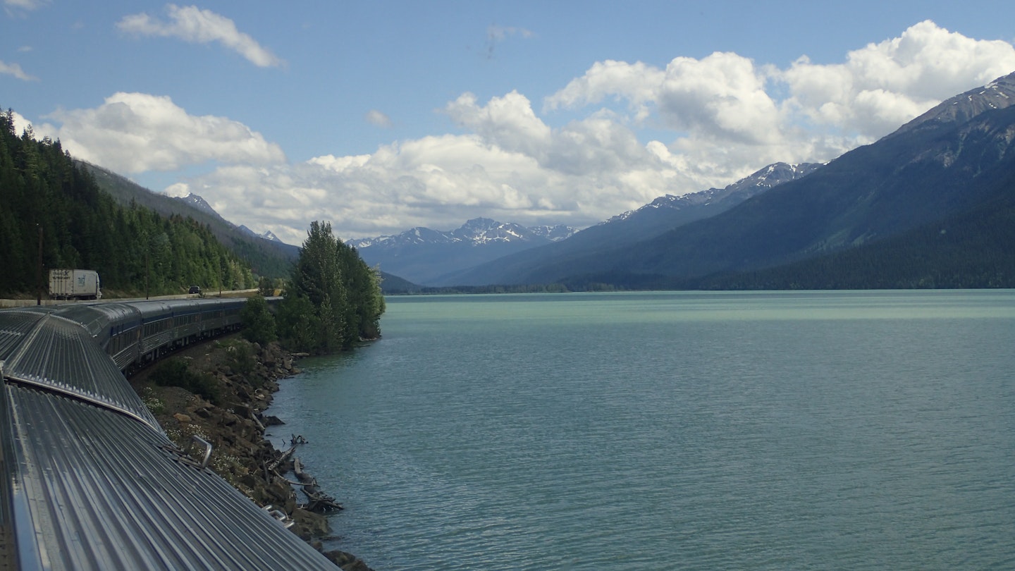 Moose Lake seen from The Canadian Train in British Columbia, Canada