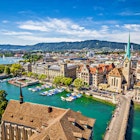 Aerial view of historic Zurich city centre