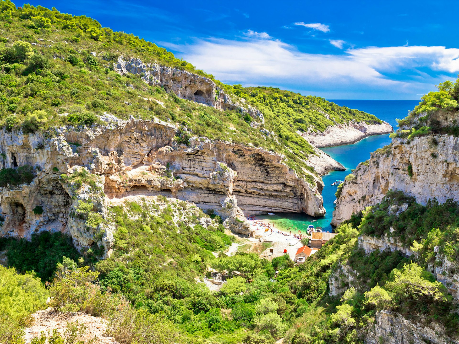 The secluded Stiniva beach on the island of Vis