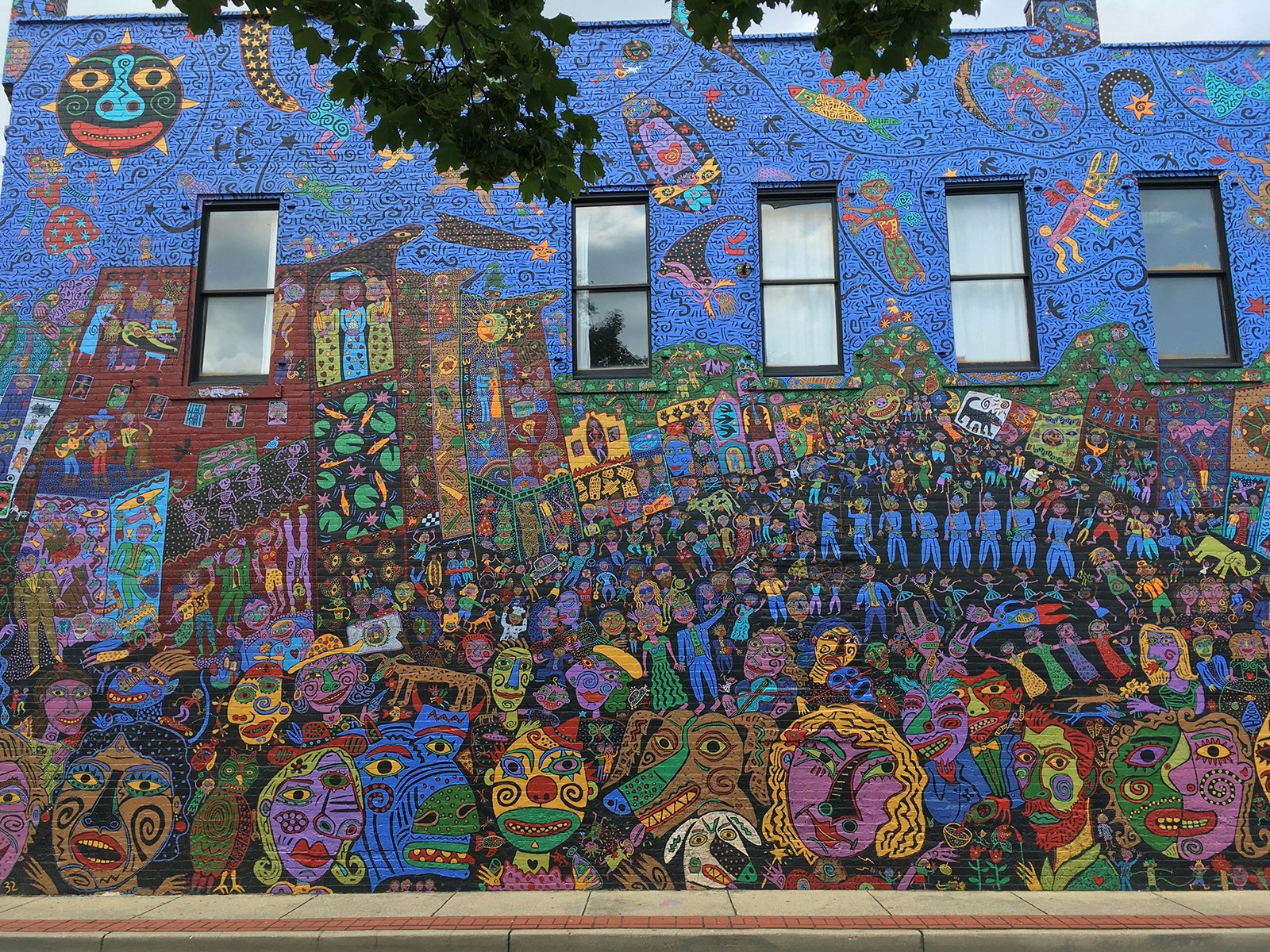 whimsical colorful mural in Charleston West Virginia