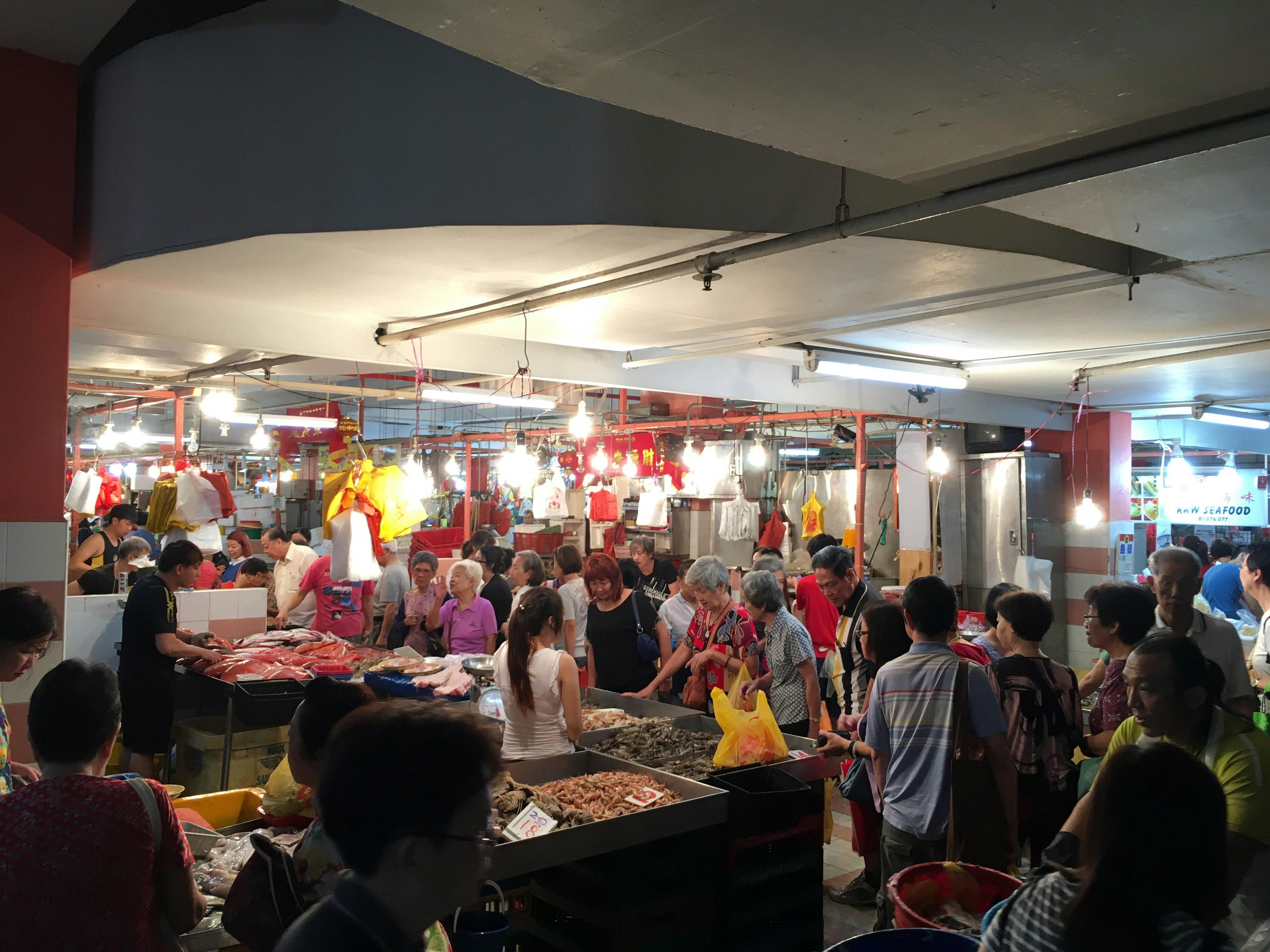 Singapore wet market is where locals buy fresh fruit, veg and seafood