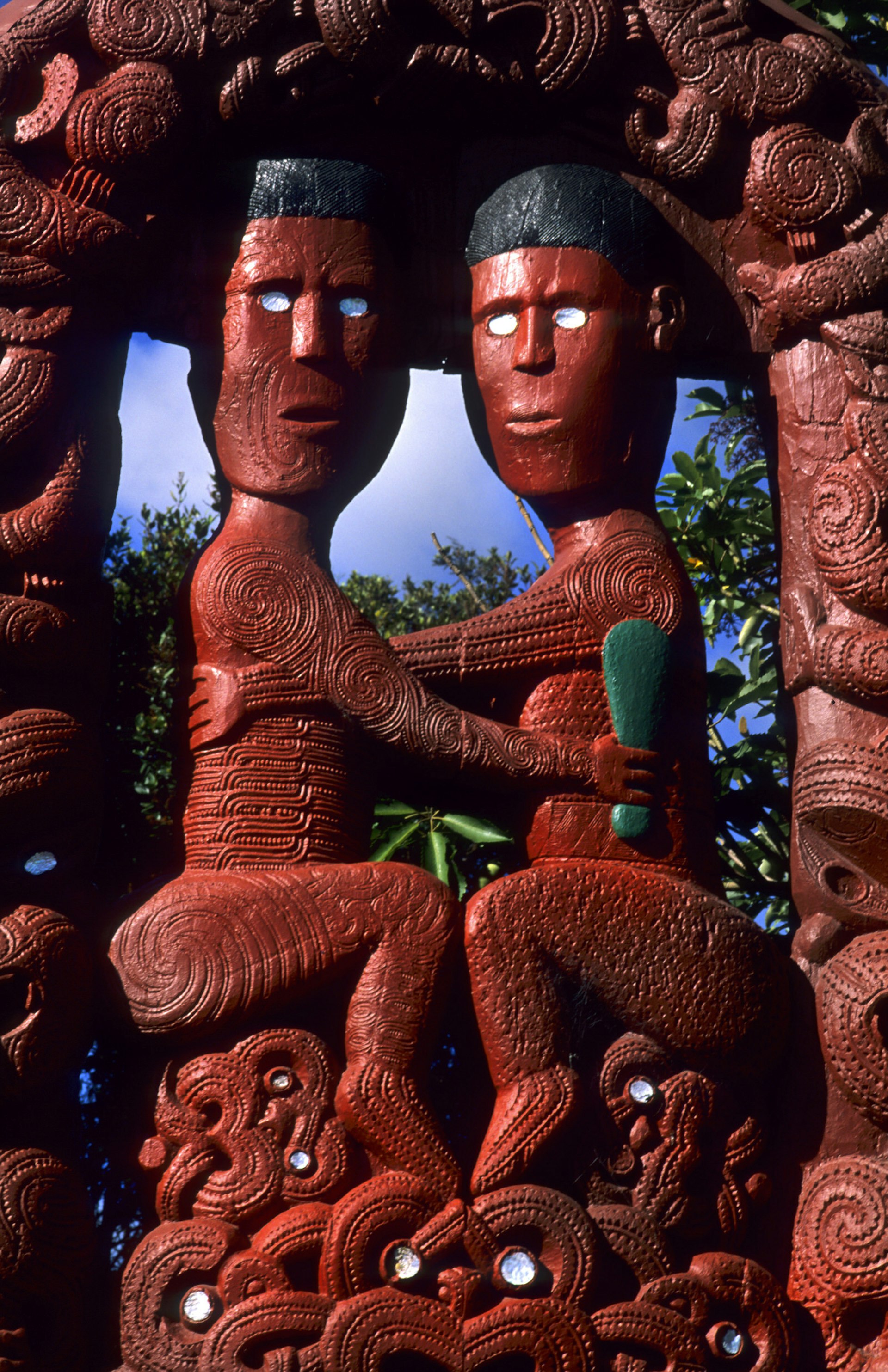 wedding anniversary trip ideas - A Maori wood carving in Rotorua, New Zealand.