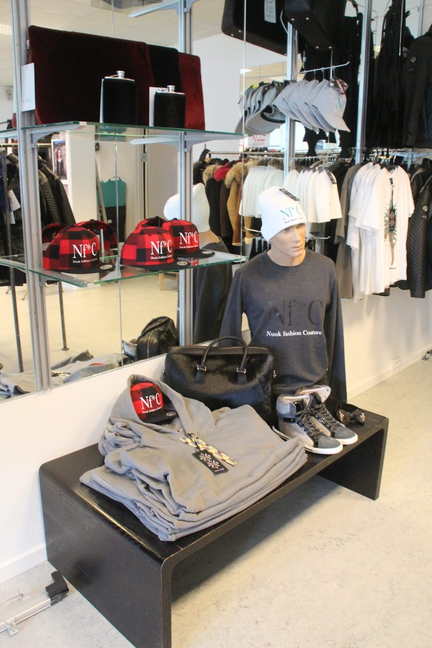 A display of Nuuk Couture products inside the shop 3900 FUTURE, Nuuk.