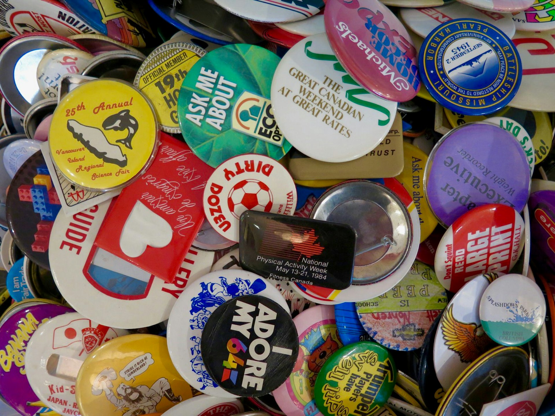 Christmas shopping secrets: A close up of pin badges at Neptoon Records in Vancouver © John Lee / Lonely Planet