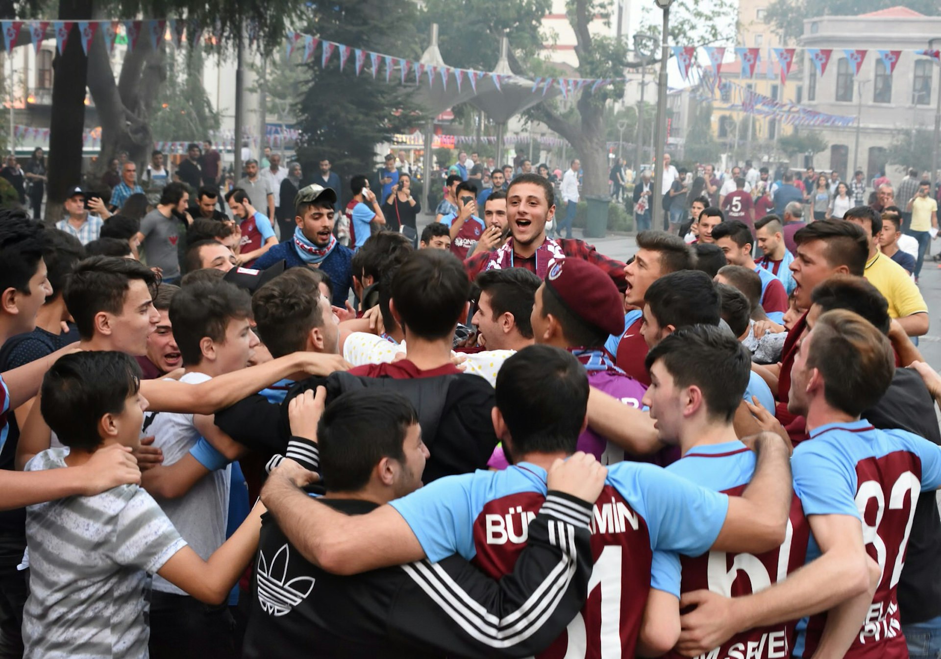 Trabzonspor fans gather in the streets of Trabzon © Matt Walker