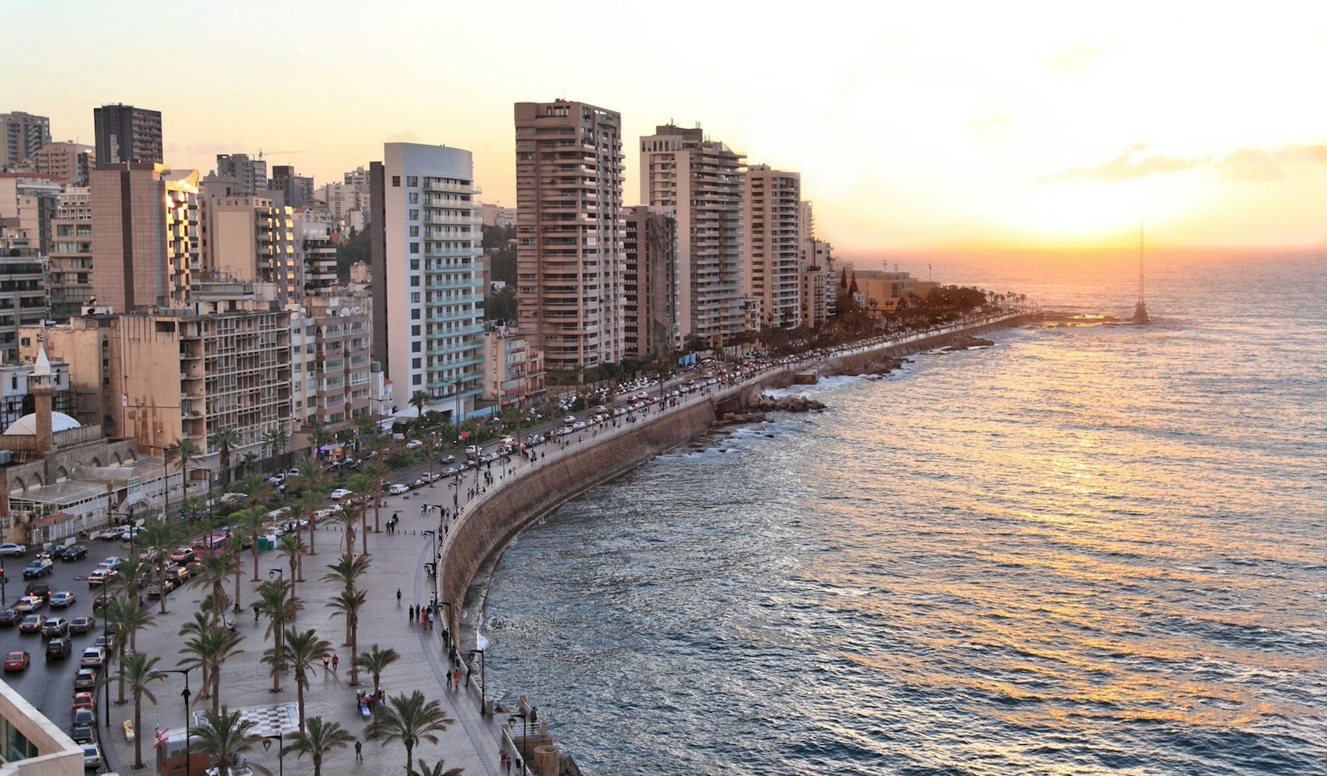 Sunset view along the Corniche in Beirut. Image by diak / Shutterstock