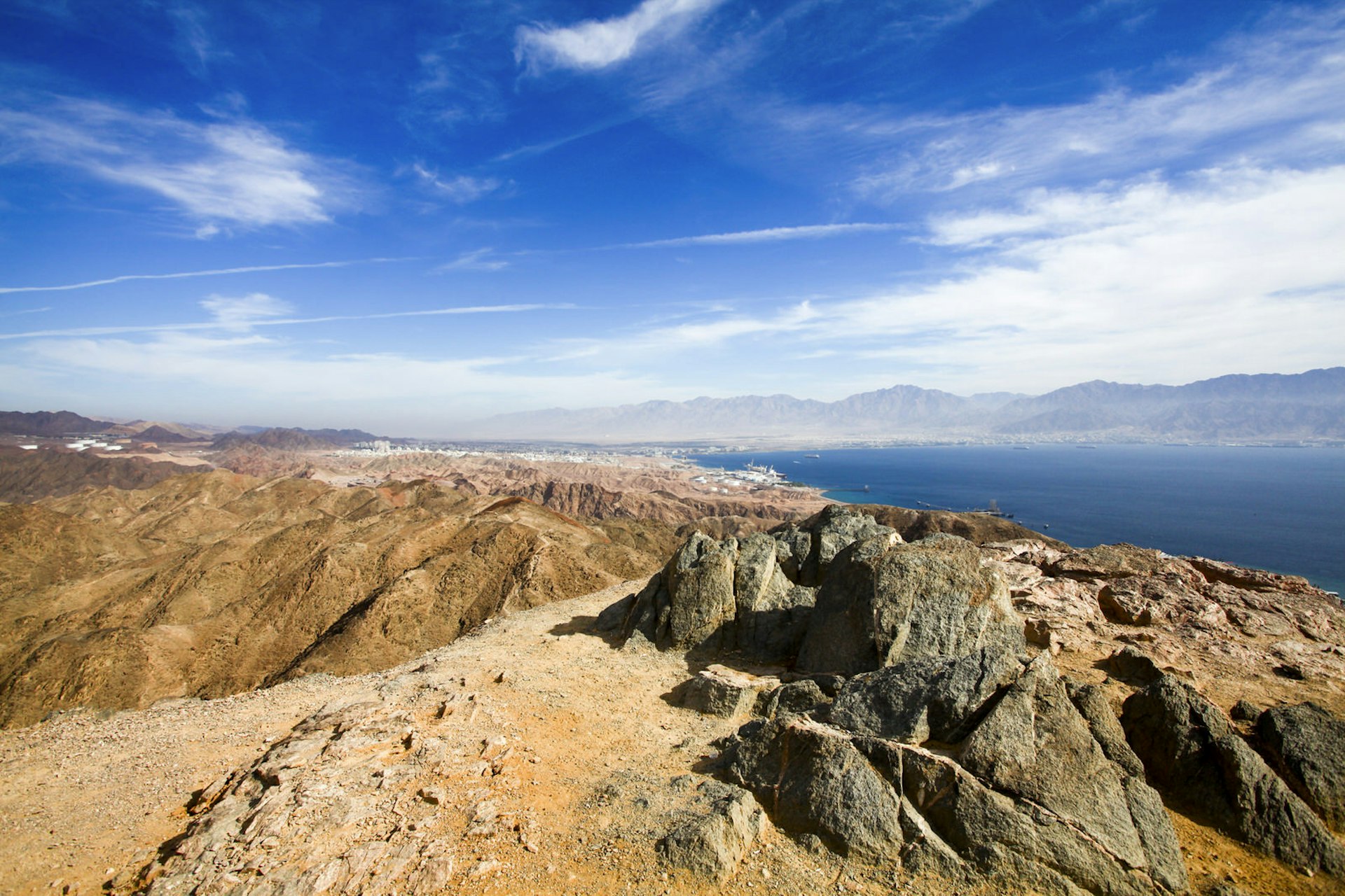 Eilat Mountain range overlooking the Red Sea. Image by PhotoStock-Israel / Getty